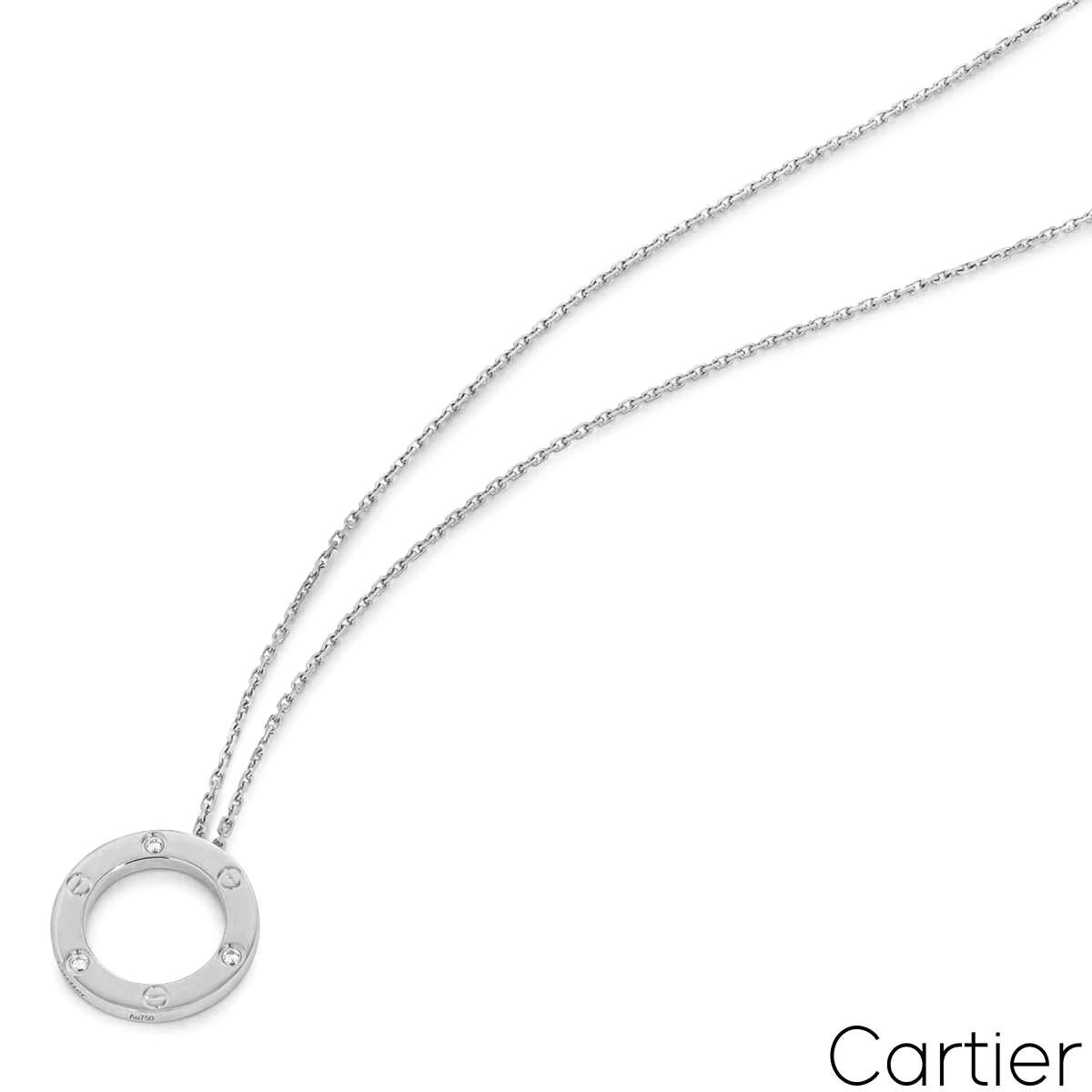 Cartier White Gold 3 Diamond Love Necklace B7014600
